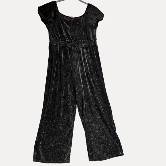 Three Pink Hearts Black Silver Jumpsuit XXL  Women's One-Piece Relaxed Fit Velve - Picture 1 of 7